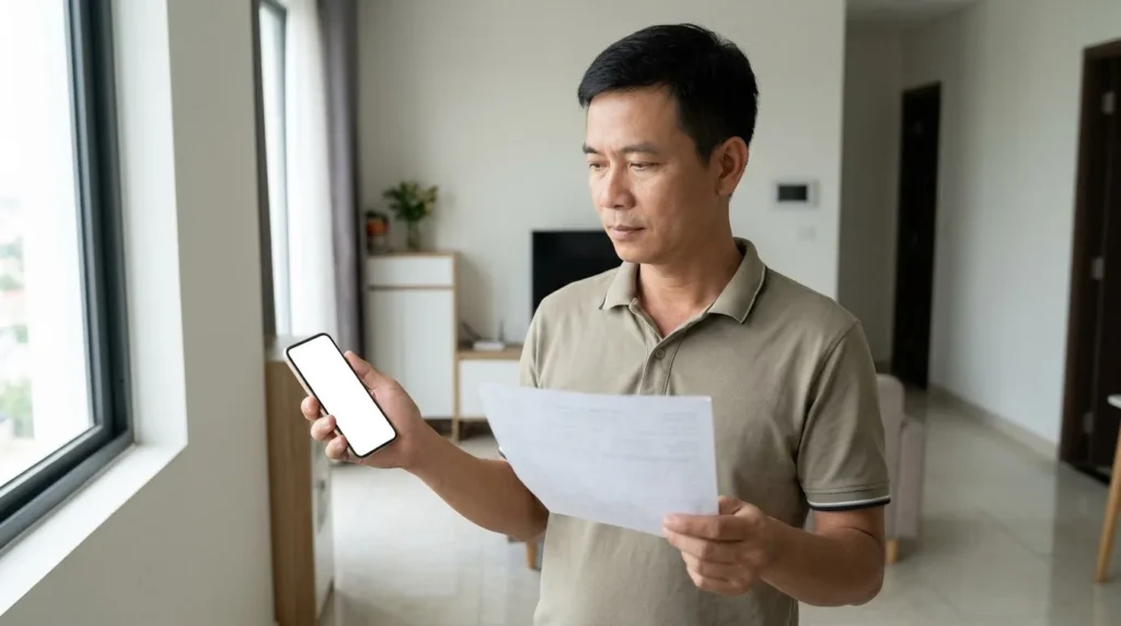 Nhân viên điện lực kiểm tra kẹp chì niêm phong công tơ an toàn