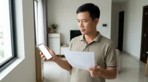 Nhân viên điện lực kiểm tra kẹp chì niêm phong công tơ an toàn